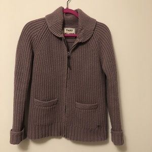Aritzia TNA lambs wool knit zip up sweater